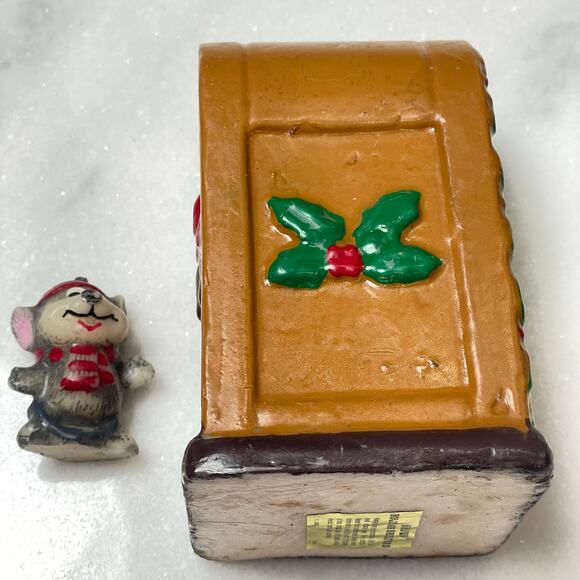 Vintage Jasco Snowy Holiday Shelters Candle Christmas Clock Mouse 2 in 1 READ - Picture 8 of 10